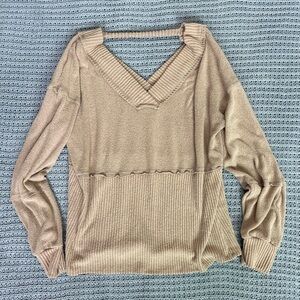 BKE Ribbed Knit Sweater in Tan